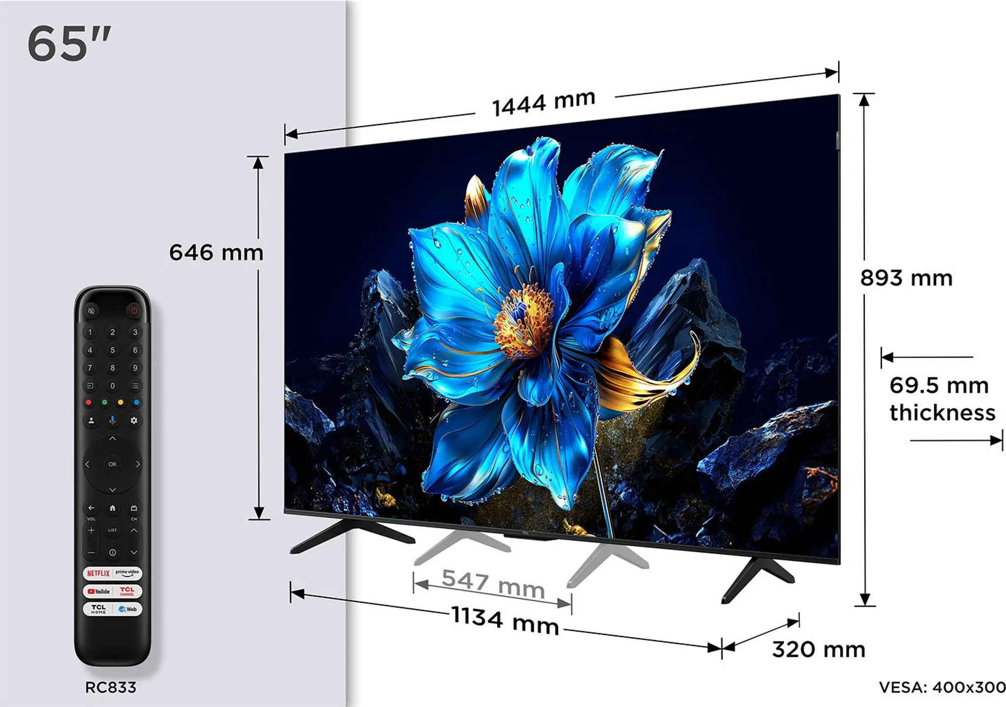 TCL 65P79K – 65 Zoll QLED 4K UHD Smart TV mit Google TV