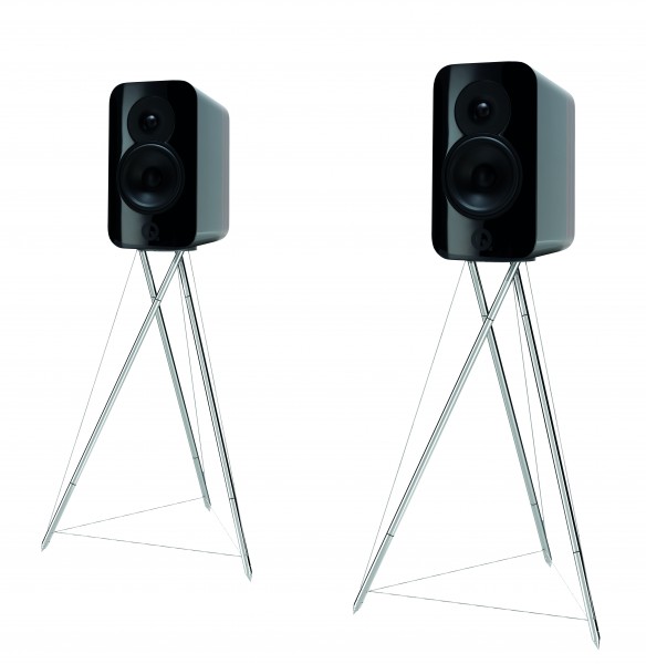 Q Acoustics Concept 300 schwarz walnuss Paarpreis mit Ständer